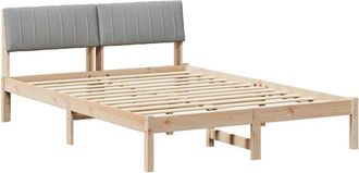 vidaXL Bed frame Brown and light grey 135 x 190 cm Solid pine wood vidaXL