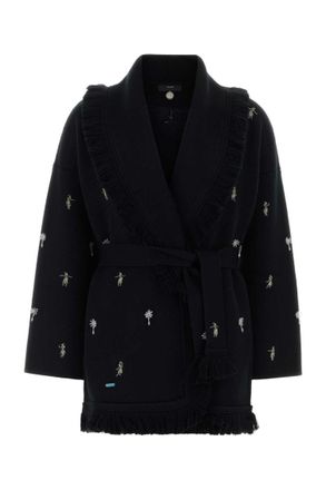 Alanui Black Embroidered Shawl Neck Cardigan
