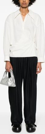 STUDIO NICHOLSON Womens Wool Wide Leg Trousers - Black viscose - Size EU 42 (Womens)