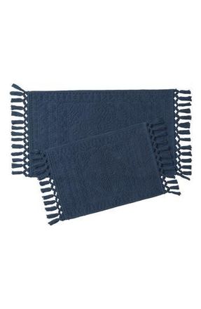 French Connection Nellore Fringe 2-Piece Bath Rug in Navy at Nordstrom Rack
