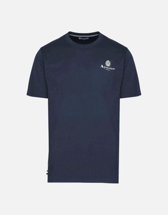 Aquascutum Mens Cotton Logo Navy T-Shirt - Size: 36