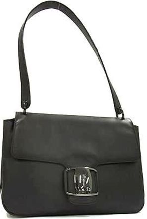 Ferragamo Black Pvc Handbag Shoulder Bag Tote Bag (Pre-Owned)