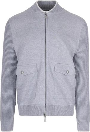 Eleventy Volledige Rits Wol Bomber - Heren - Vesten - Grijs - XL - Wol - Truien & Vesten