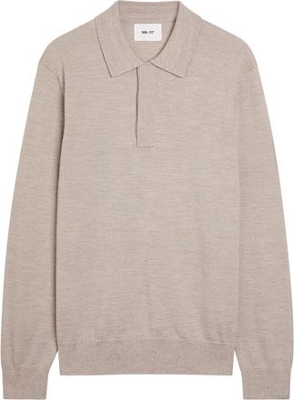 Nn.07 Emerson Melange Wool Polo Shirt - Ecru - Xxl