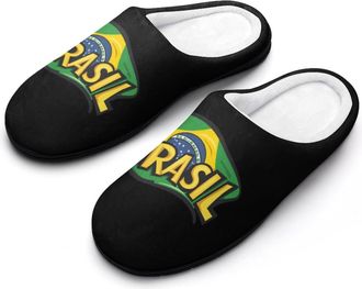 Generic Brazilian Flag Mens Slippers Comfortable And Non-slip Cotton Slipper Shoe for House