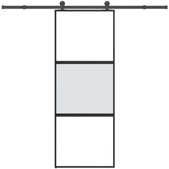 vidaXL Puerta Corredera Set Herrajes Vidrio Templado Aluminio 76x205cm Vidaxl