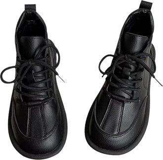 Generic LOIJMK Lace-up ankle boots womens high top trainers leather boots lace-up boots hiking shoes outdoor trekking shoes combat boots combat boots work boo