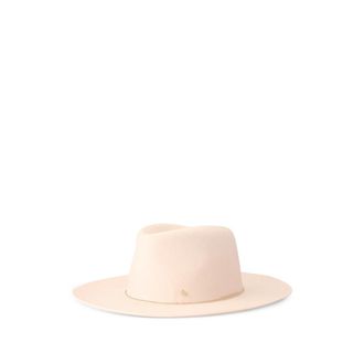 Maison Michel Beige Logo Fedora Hat