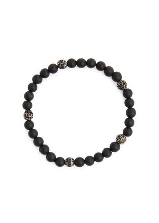 Craftd London Matt Onyx Beaded Bracelet - Silver - 19