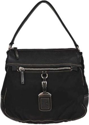 Prada Pre-owned Shoulder Bags, female, Black, Size: ONE SIZE Pre-owned Nylon Shoulder Bag