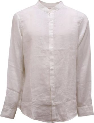 Armani Overhemden, Heren, Wit, M, Linnen, Af 146199 Koreaanse Linnen Blouse