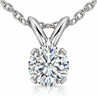 Pompeii3 1/4ct Solitaire Diamond Pendant Necklace 14K White Gold