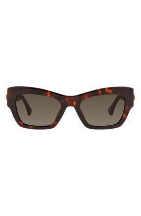Kurt Geiger 53mm Rectangular Sunglasses in Havana/Brown at Nordstrom