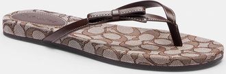 Coach Bow Flip Flop In Signature Jacquard