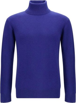 Saint Laurent Geribbelde Coltrui - Heren - Cashmere truien - Blauw - L - Wol - Truien & Vesten