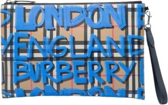 Burberry Pre-owned Canvas Clutch - Dames - Vintage Clutch - Beige - ONE Size - Leer - Vintage