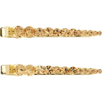 Jennifer Behr Giada Set of 2 Crystal Embellished Alligator Clips in Golden at Nordstrom