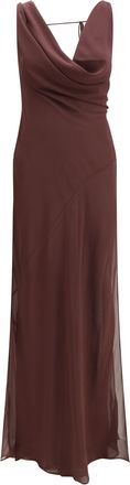 Andamane Womens Long Dress Minerva Aubergine Silk