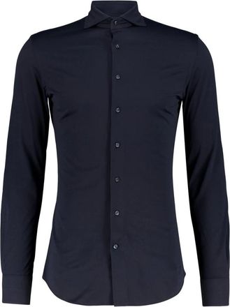 Profuomo Overhemden, Heren, Blauw, 5Xl, Katoen, Japanese Knitted Shirt