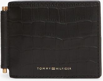 Tommy Hilfiger Mens Croc-Embossed Leather Bifold Wallet - Black