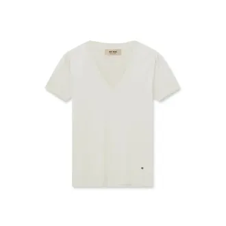 Mos Mosh Camiseta elegante con cuello en V - Tops - Mujer - Beige - S