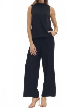 Entro Solid Knit Wide Leg Pants In Black