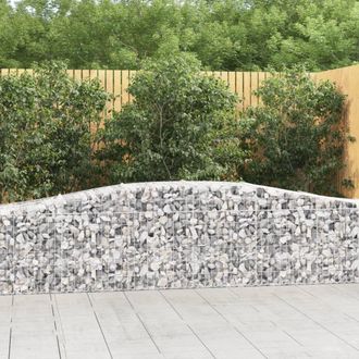 Berkfield Home Arched Gabion Baskets 4 pcs 400x50x80/100 cm Galvanised Iron in Silver