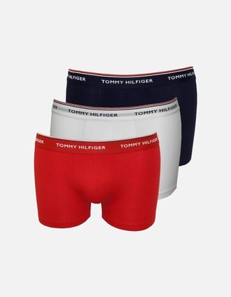 Tommy Hilfiger Mens 3-Pack Premium Essentials Boxer Trunks, Red/White/Navy - Size: 32/30/31