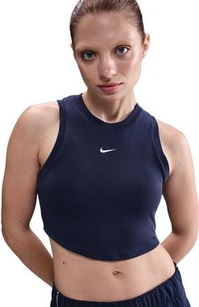 Nike Womens Essential Rib Crop Tank - Sail/Midnight Navy Size L