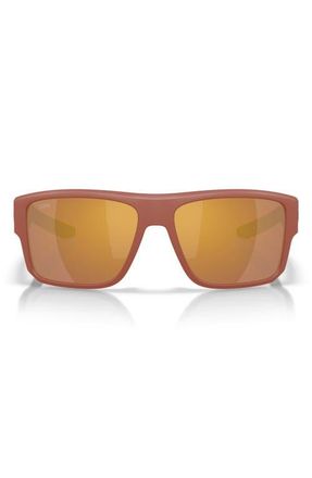 Costa Taxman 59mm Polarized Rectangular Sunglasses in Matte Terra Cotta /Gold 580G at Nordstrom
