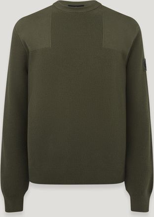 Belstaff Commander Crewneck Jumper Mens Organic Cotton True Olive Size 2XL