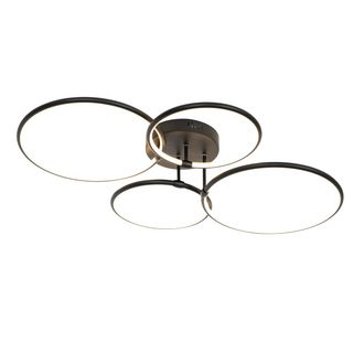 QAZQA Moderno Plaf&oacute;n Negro Con Led Regulable En 3 Pasos 4 Luces - Joaniqa Acero /pl&aacute;stico /aluminio Redonda Incluye Led Max. 4 X 80 Watt - Qazqa