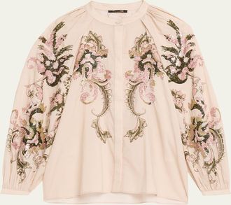 Kobi Halperin Heidi Sequin Floral-Print Blouse