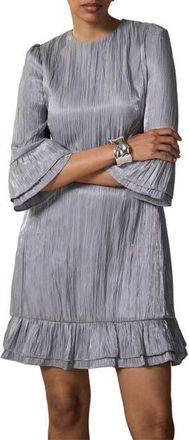 Mint Velvet Metallic Ruffle Mini Dress in Silver at Nordstrom, Size 10