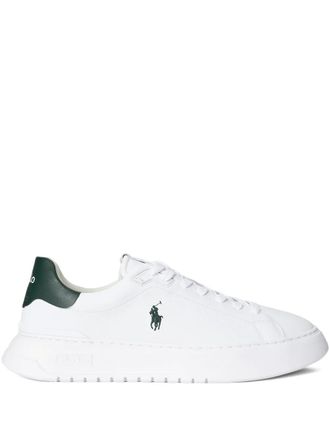 Polo Ralph Lauren polo player logo leather sneakers - men - Kid Suede/Polyester/Polyethylene vinyl acetate (PEVA)/Calf Leather - 12 - White