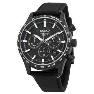 Seiko Chronograph Quartz Black Dial Mens Watch SSB417P1