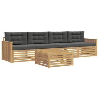 vidaXL Conjunto De Sof&aacute;s De Exterior 5 Uds. Blanco Y Antracita Vidaxl