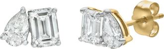LuvMyJewelry Valessa 14K Gold 2 Ct Lab Grown Diamond Toi Et Moi Earrings in 14K Yellow Gold at Nordstrom