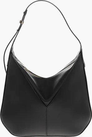 Valextra Borsa a Spalla in Pelle Martellata con Chiusura a Zip Valextra