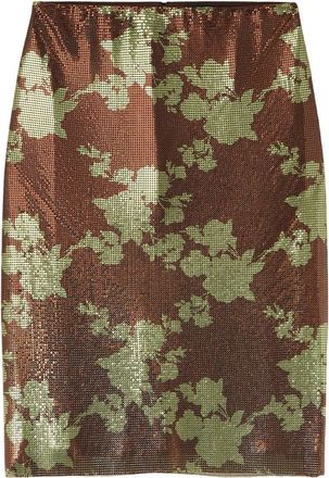 Versace Gonna midi svasata Wild Roses - Marrone