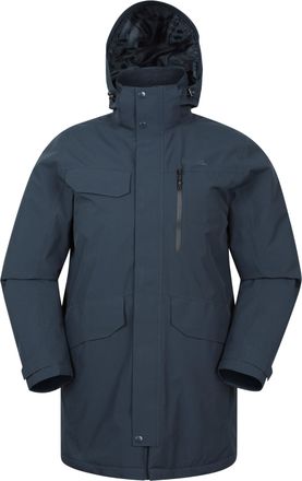 Mountain Warehouse Reid Mens Waterproof Lightweight Padded Jacket - Isotherm Coat with Lots Of Pockets - Spring Camping, Outdoors, Travelling & Hiking Navy S