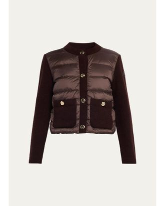 Moncler Virgin Wool Down-Fill Combo Cardigan