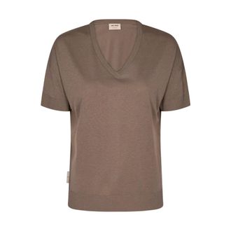 Mos Mosh Swan V-Ss T-Shirt - Tops - Mujer - Marr&oacute;n - S
