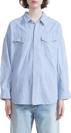 Denimist Stripe Cotton Cowboy Shirt in Ecru Railroad Stripe at Nordstrom Rack, Size Xx-Small