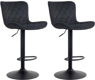 Clp Set de 2 Taburetes de bar regulable en Terciopelo Negro