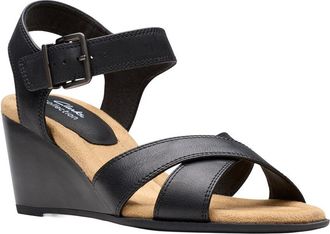 Clarks Emmalae Iris Leather Wedge Sandal