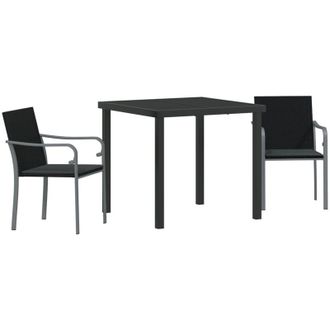 vidaXL Conjunto De Comedor De Jard&iacute;n 3 Pcs Negro Polirat&aacute;n Vidaxl