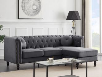 Vente-Unique Divano angolare reversibile in Velluto Antracite - TURNER