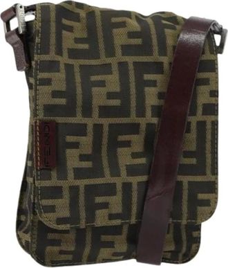 Fendi Pre-owned Cross Body Bags, female, Brown, Size: ONE SIZE Pre-owned Canvas Cross Body Bag