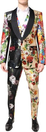 Dolce & Gabbana Multicolor Floral SICILIA Silk 3 Piece Mens Suit